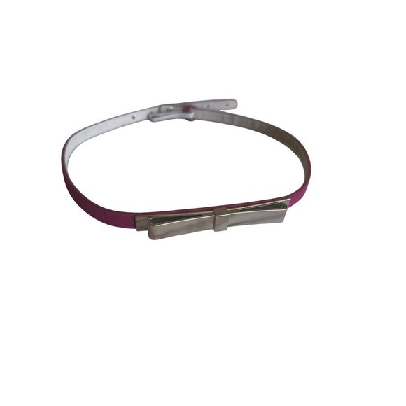 White House Black Market Purple Leather Belt With Silver Bow Buckle - Picture 3 of 3